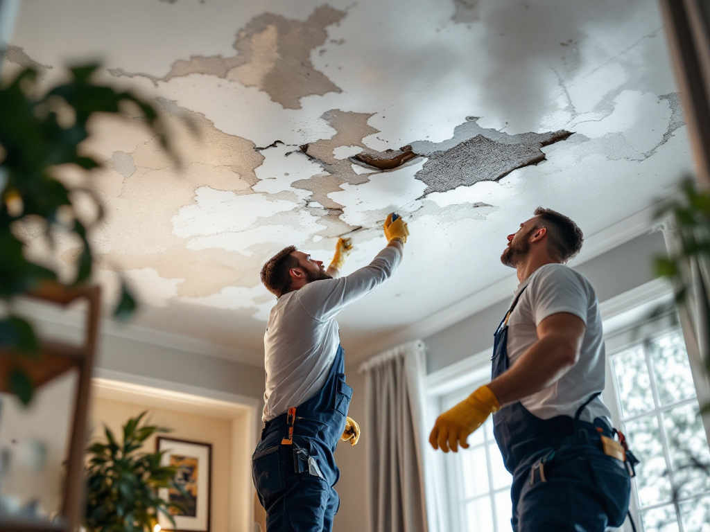 residential ceiling water damage restoration